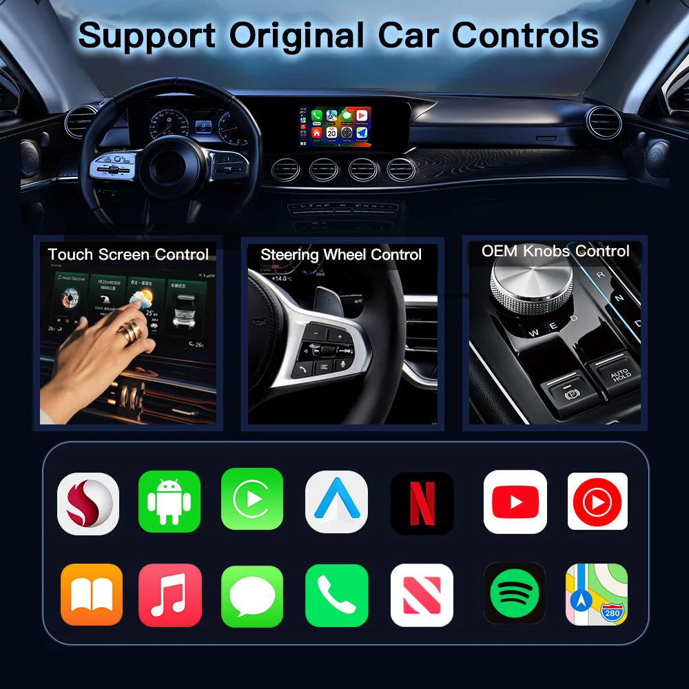 2024 NEW Android Auto Wireless Adapter Smart Ai Box Plug And Play Bluetooth WiFi Auto Connect Netflix YouTube For Toyota Volvo