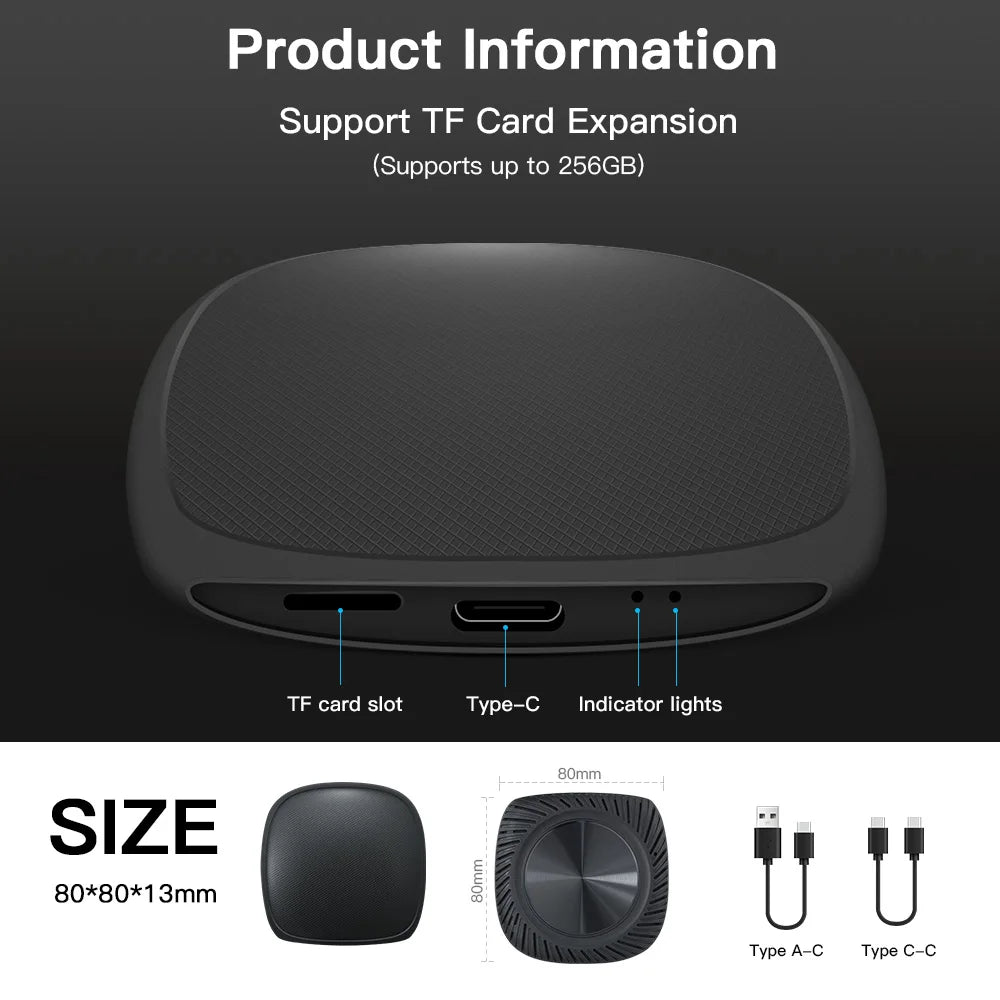 2024 NEW Android Auto Wireless Adapter Smart Ai Box Plug And Play Bluetooth WiFi Auto Connect Netflix YouTube For Toyota Volvo